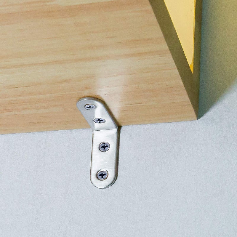 KINJOEK 100 Packs 40 x 40 x 16 mm Heavy Duty L Bracket Corner Brace Shelf Stainless Steel Joint Right Angle Support Fastener for Wood  Shelves  Furniture and Cabinet  1.57x1.57x0.63 Inch - Image 5
